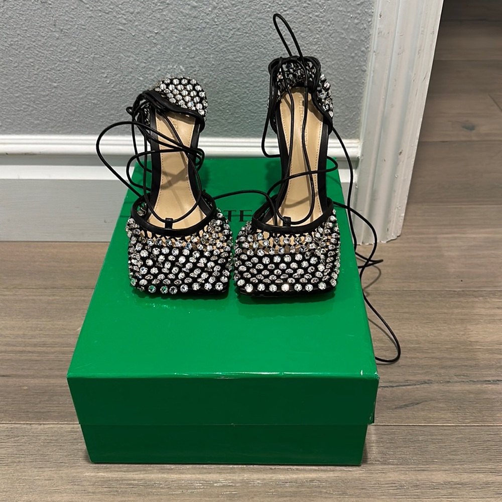 Brand new authentic crystal embellished stretch sandal